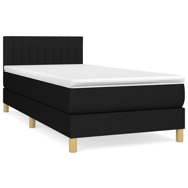 vidaXL Sommier à lattes de lit avec matelas Noir 90x190 cm Tissu