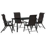 vidaXL Ensemble de Dîner de Jardin 5 Pièces Noir Poly Rattan