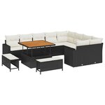 vidaXL Ensemble de canapé de jardin avec coussin 12 Pièces Noir et crème