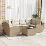 Ensemble de sofa de jardin 7 pièces avec coussins beige poly rattan