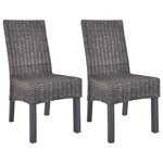vidaXL Chaises à manger lot de 2 marron rotin kubu et bois d'acajou