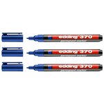 Marqueur Permanent 370 Pointe Fine Bleu 1 mm x 3 EDDING