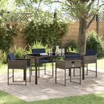 vidaXL Ensemble de salle à manger de jardin 5 pièces avec coussins Gris Poly Rattan
