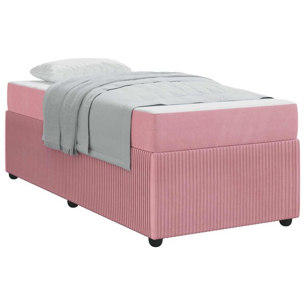 vidaXL Cadre de lit avec matelas Rose 90 x 190 cm tissu