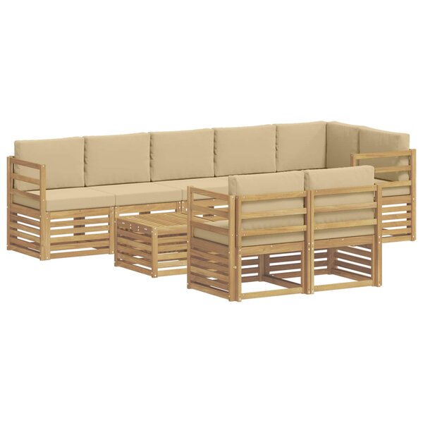vidaXL Ensemble de canapés d'extérieur 9 pc Blanc et Beige Polyester