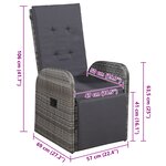 vidaXL Ensemble de salle à manger de jardin de 5 pièces avec coussins gris en poly rattan d'acacia