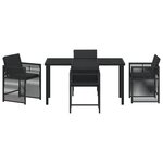 vidaXL Ensemble de Salle à Manger de Jardin 5 Pièces avec Coussins Noir en Rattan