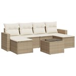 vidaXL Salon de jardin avec coussins 7 Pièces beige résine tressée