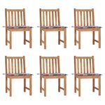 vidaXL Chaises de jardin lot de 6 avec coussins Bois de teck massif