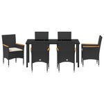 Ensemble de salle à manger de jardin 7 pièces avec coussins en poly rattan noir vidaXL