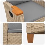 vidaXL Chaise inclinable avec plateau à thé 62 x 64 x 112 cm polyrotin