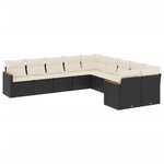 vidaXL Salon de jardin 10 Pièces avec coussins noir résine tressée
