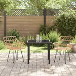 vidaXL Ensemble de Salle à Manger de Jardin 3 Pièces en Rattan Poly Brun