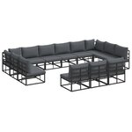 vidaXL Ensemble de canapé de jardin avec coussin 13 Pièces Noir Aluminium