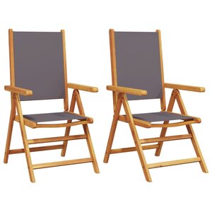 vidaXL Chaises de jardin lot de 2 anthracite bois acacia massif tissu