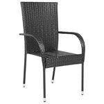vidaXL Chaises empilables d'extérieur lot de 6 Résine tressée Noir