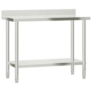 vidaXL Table de travail de cuisine avec dosseret 110x55x93 cm inox