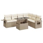 vidaXL Salon de jardin avec coussins 7 Pièces beige résine tressée