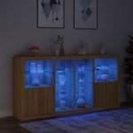 vidaXL Buffet avec lumières LED chêne sonoma 202x37x100 cm