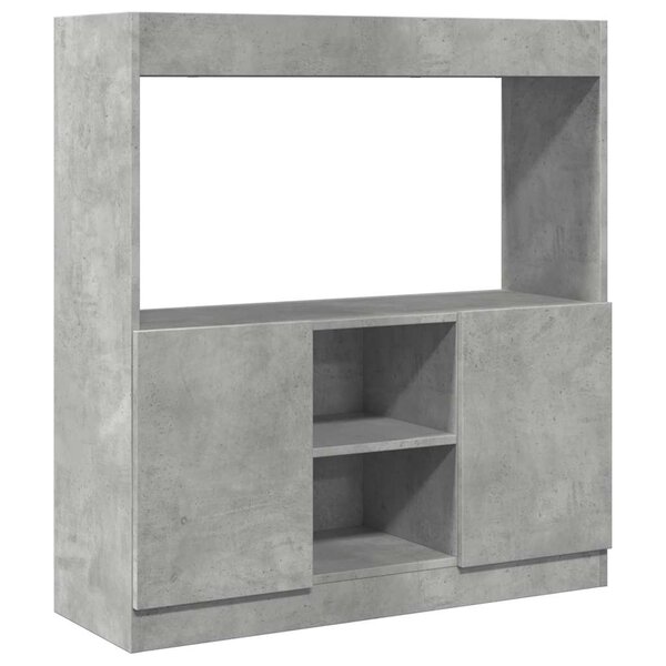 vidaXL Buffet haut gris béton 92x33x100 cm bois d'ingénierie