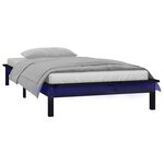 vidaXL Cadre de lit à LED sans matelas noir 90x200 cm bois massif
