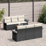 vidaXL Ensemble de canapé de jardin avec coussin 7 Pièces Noir et Crème