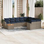 vidaXL Salon de jardin 10 Pièces avec coussins gris résine tressée