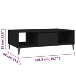vidaXL Table basse noir 103 5x60x35 cm bois d'ingénierie