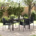 vidaXL Ensemble de Dîner de Jardin 5 Pièces avec Coussins Noirs en Poly Rattan