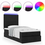vidaXL Lit ottoman avec matelas et LED noir 80x200cm tissu