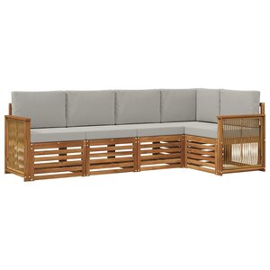 vidaXL Ensemble de canapés d'extérieur 4 pc Naturel et gris clair