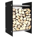 vidaXL Portant de bois de chauffage Noir 40x35x60 cm Verre