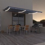 vidaXL Auvent automatique capteur de vent/LED 600x300 cm Bleu et blanc
