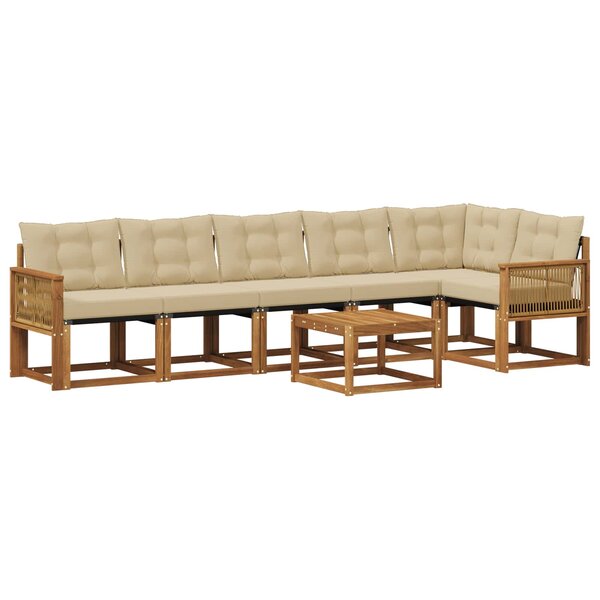 vidaXL Ensemble de canapés d'extérieur 7 pc Naturel et Beige