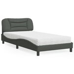 vidaXL Lit avec matelas gris foncé 100x200 cm tissu