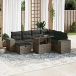 vidaXL Salon de jardin 8 Pièces avec coussins gris résine tressée
