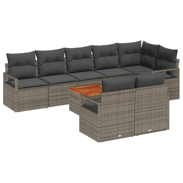 Canapés de jardin vidaXL 9 pièces avec coussins gris poly rattan