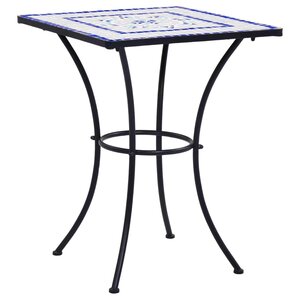 vidaXL Table de bistro mosaïque Bleu et blanc 60 cm Céramique