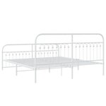 vidaXL Cadre de lit métal sans matelas et pied de lit blanc 183x203 cm