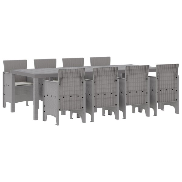 vidaXL Ensemble de Salle à Manger Jardin de 9 Pièces avec Coussins en Poly Rattan Blanc