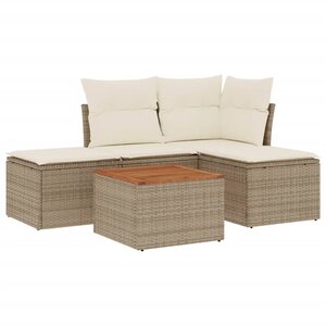 vidaXL Salon de jardin avec coussins 5 Pièces beige résine tressée