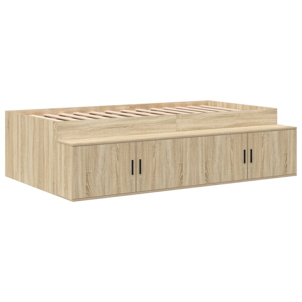 vidaXL Cadre de lit de rangement Chêne Sonoma 75x190 cm