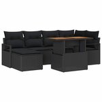 vidaXL Ensemble de canapé de jardin 7 Pièces Noir Poly rotin