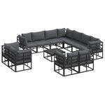 vidaXL Ensemble de canapé de jardin avec coussin 12 Pièces Noir Aluminium