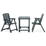 vidaXL Ensemble de bistro pliable 3 Pièces Plastique Vert
