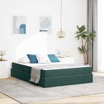 vidaXL Lit avec rangement et matelas Vert foncé 140 x 200 cm Velours