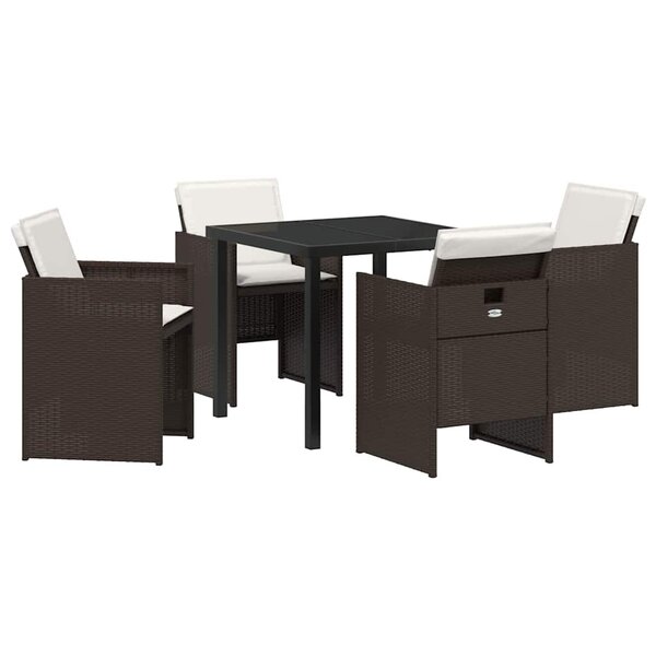 vidaXL Ensemble de salle à manger pour jardin 5 Pièces Marron polyrotin