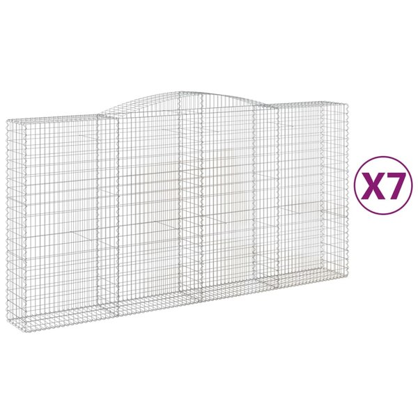 vidaXL Paniers à gabions arqués 7 Pièces 400x50x200/220 cm Fer galvanisé