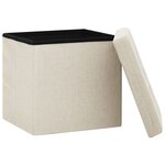 vidaXL Tabouret de rangement pliable Blanc crème Faux lin