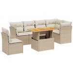 vidaXL Salon de jardin avec coussins 7 Pièces beige résine tressée